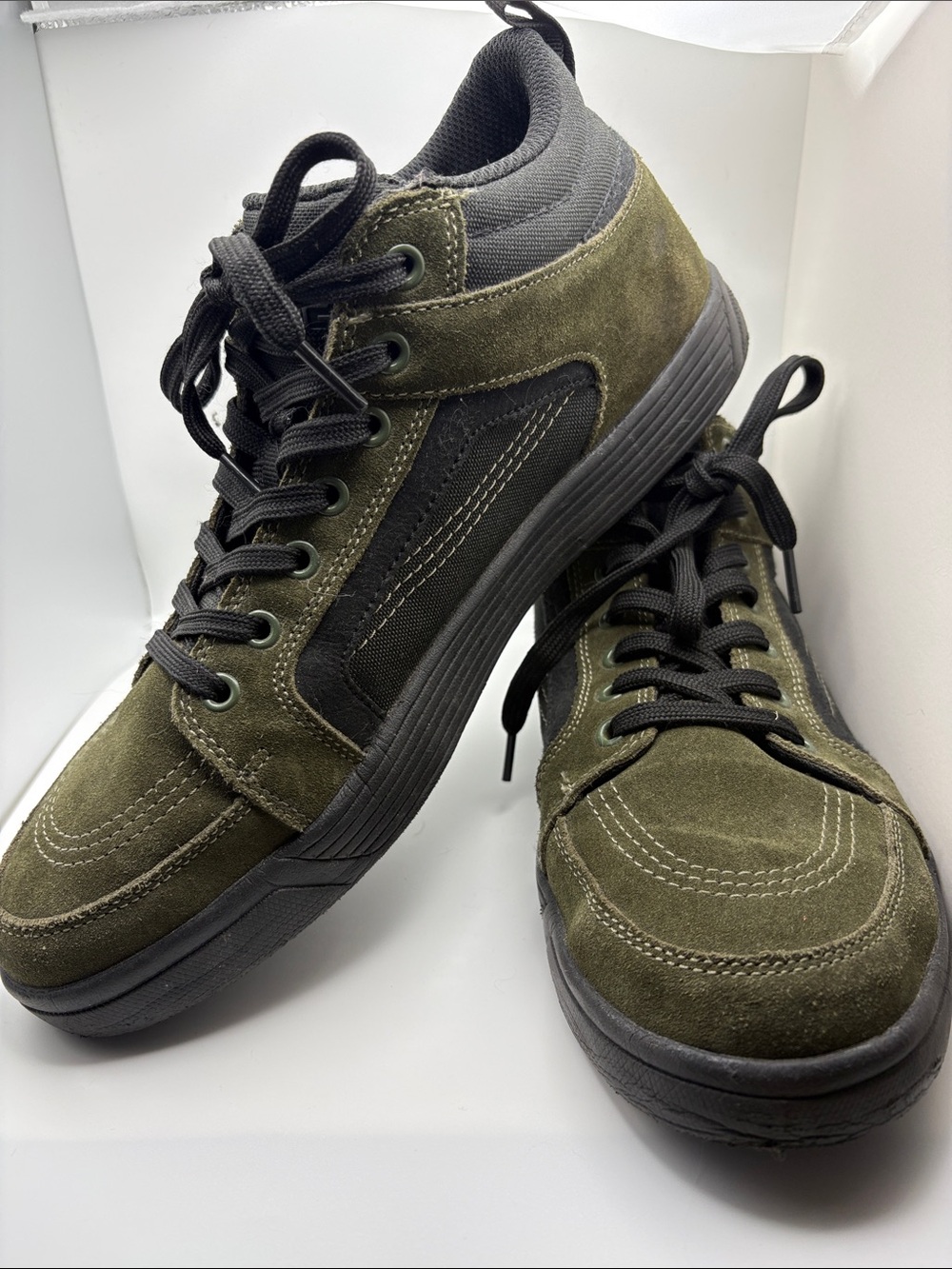 Olive Suede Men's Lace-Up Sneakers